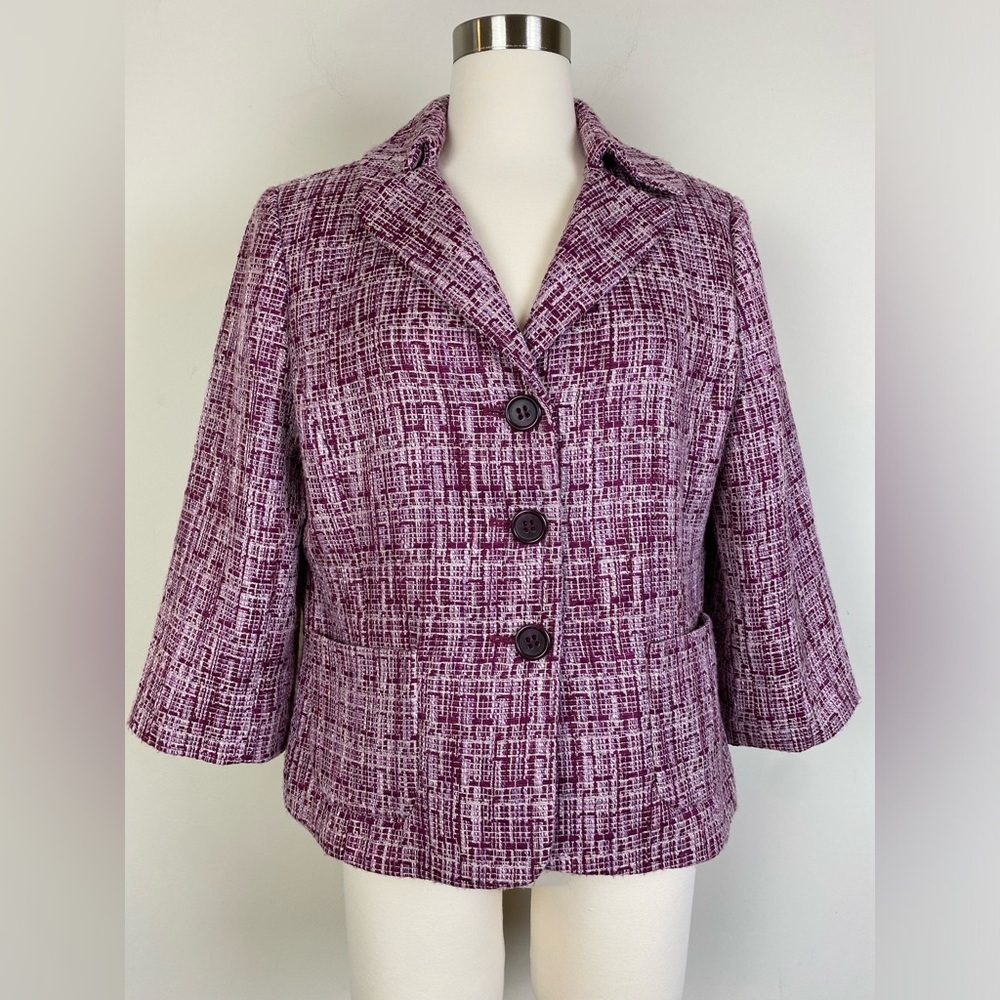 Ann Taylor Factory Purple Plaid Blazer